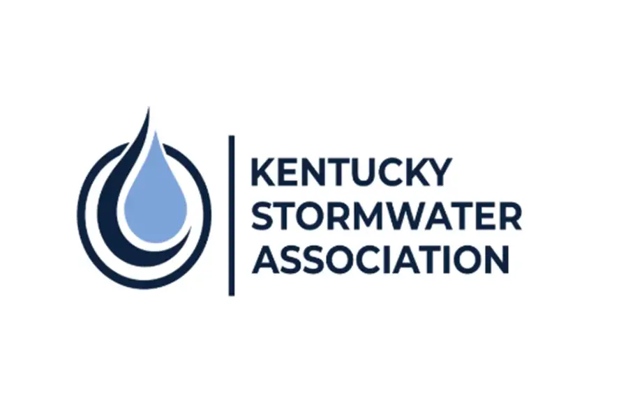 Kentucky Stormwater Association logo with blue water droplet design and organization name in bold text on a white background.