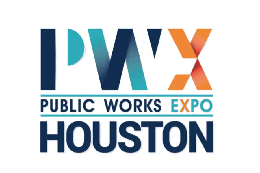 Logo for the Public Works Expo (PWX) Houston, featuring bold letters and a color scheme of blue, teal, and orange.