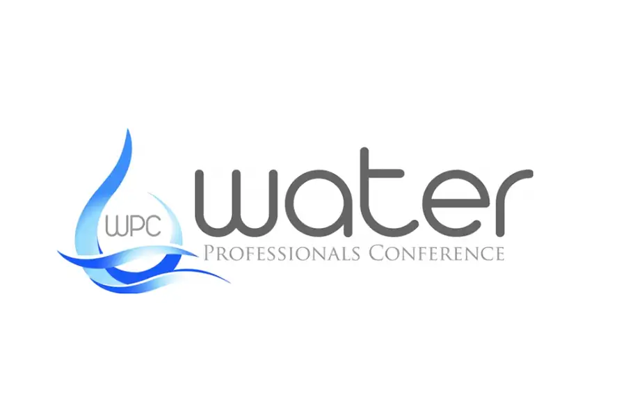 Logo for the Water Professionals Conference, with stylized blue water waves and the letters "WPC" incorporated into the design.